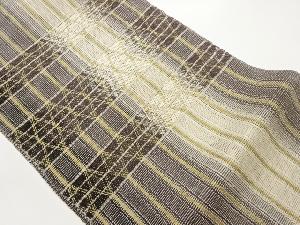 変わり織横段に縞模様織出し夏用名古屋帯